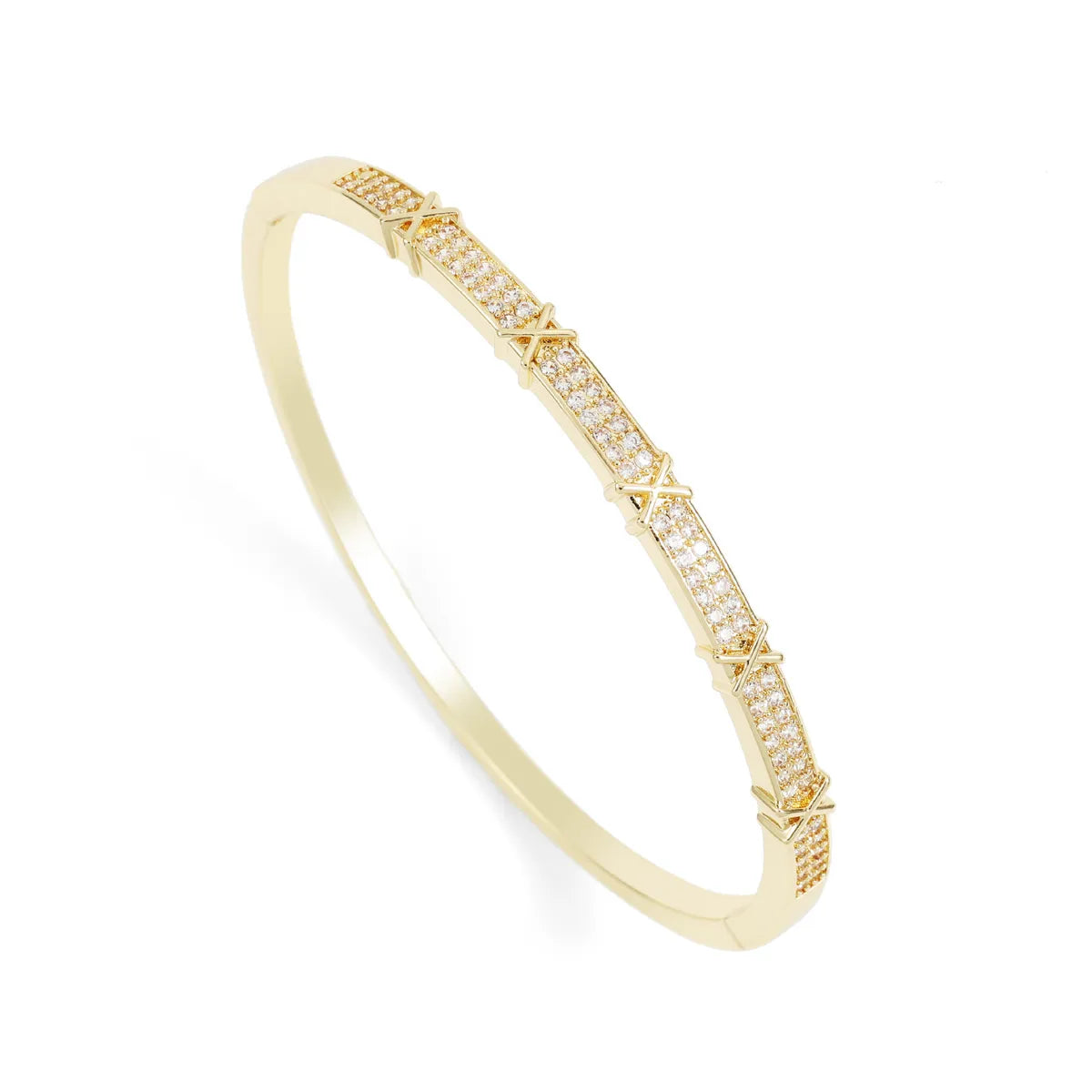 Sweet Shiny Geometric Zircon Copper Alloy Wholesale Bangle