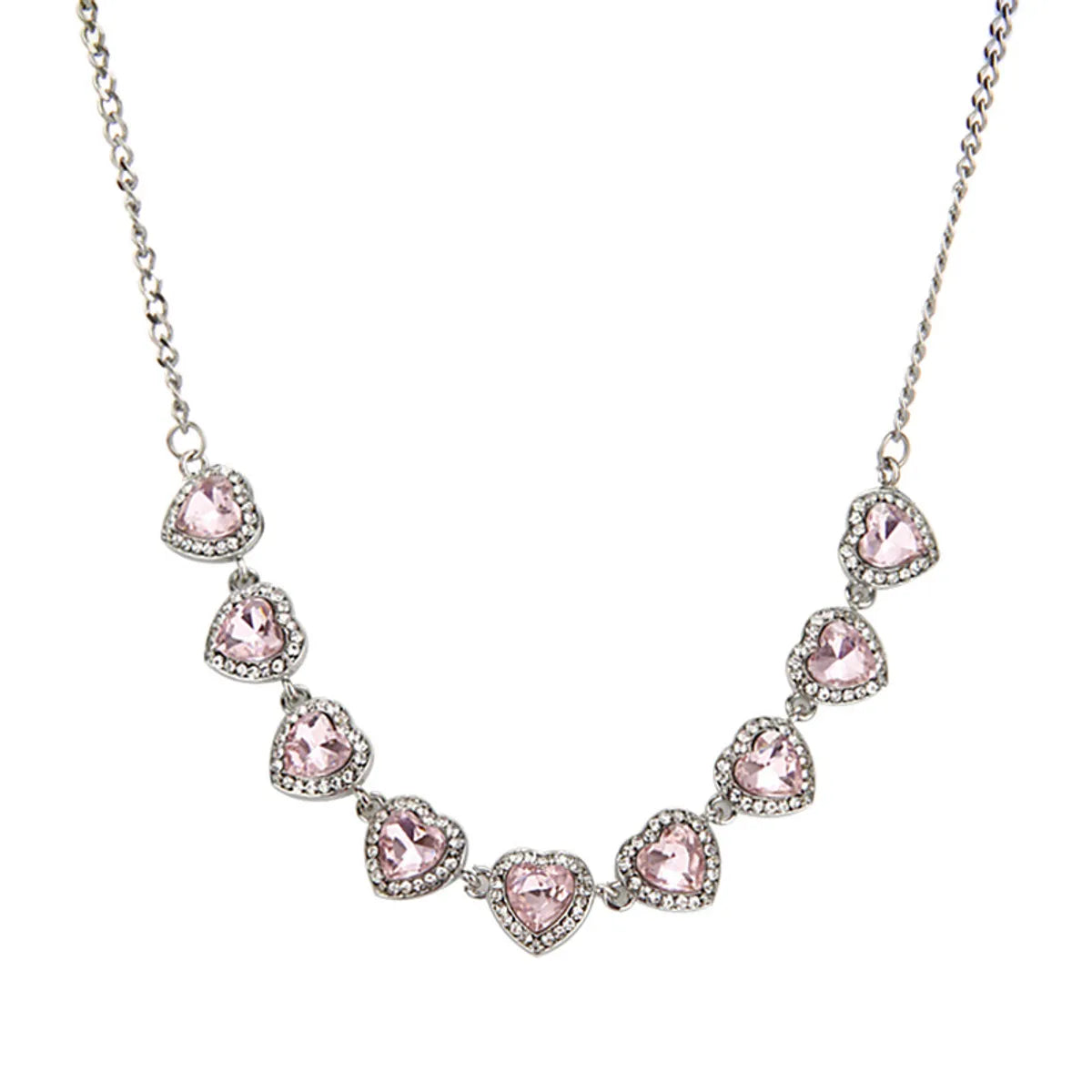 Sweet Shiny Heart Shape Titanium Steel Plating Inlay Zircon Necklace