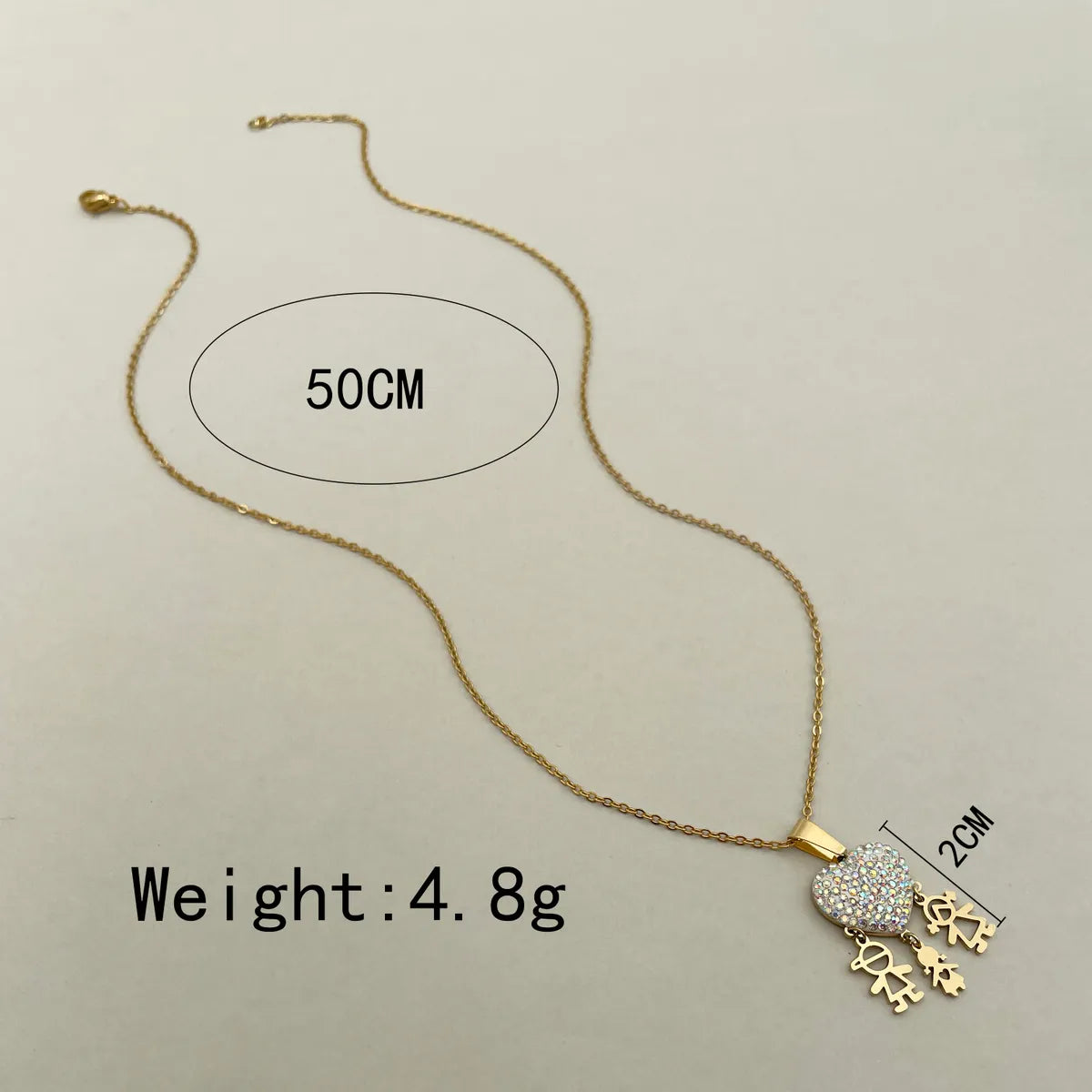 Sweet Shiny Human Heart Shape Stainless Steel Polishing Plating Inlay Zircon Gold Plated Pendant Necklace