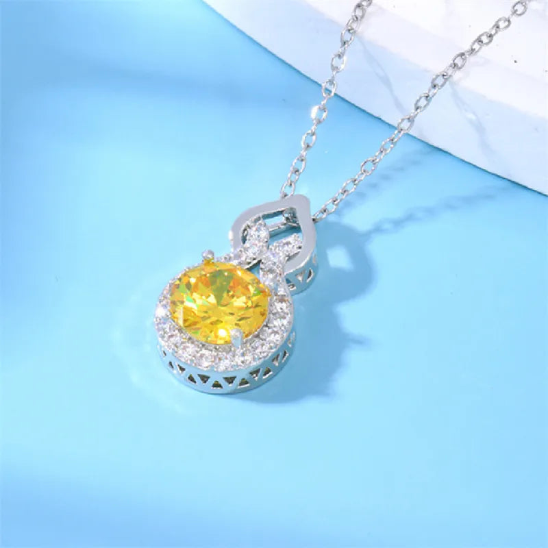 Sweet Shiny Korean Style Geometric Copper Zircon Pendant Necklace In Bulk