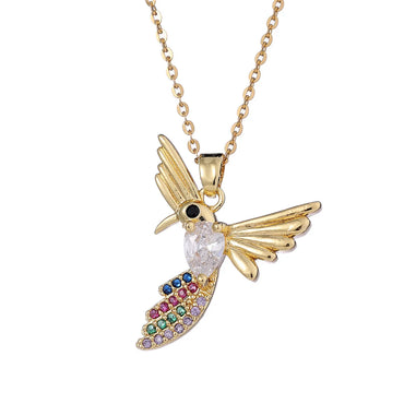 Sweet Simple Style Bird Copper Gold Plated Zircon Pendant Necklace In Bulk