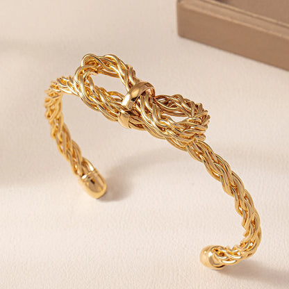 Sweet Simple Style Bow Knot Ferroalloy Wholesale Cuff Bracelets