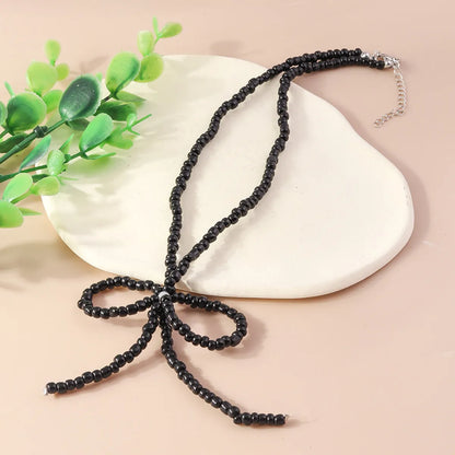 Sweet Simple Style Bow Knot Glass Women's Pendant Necklace