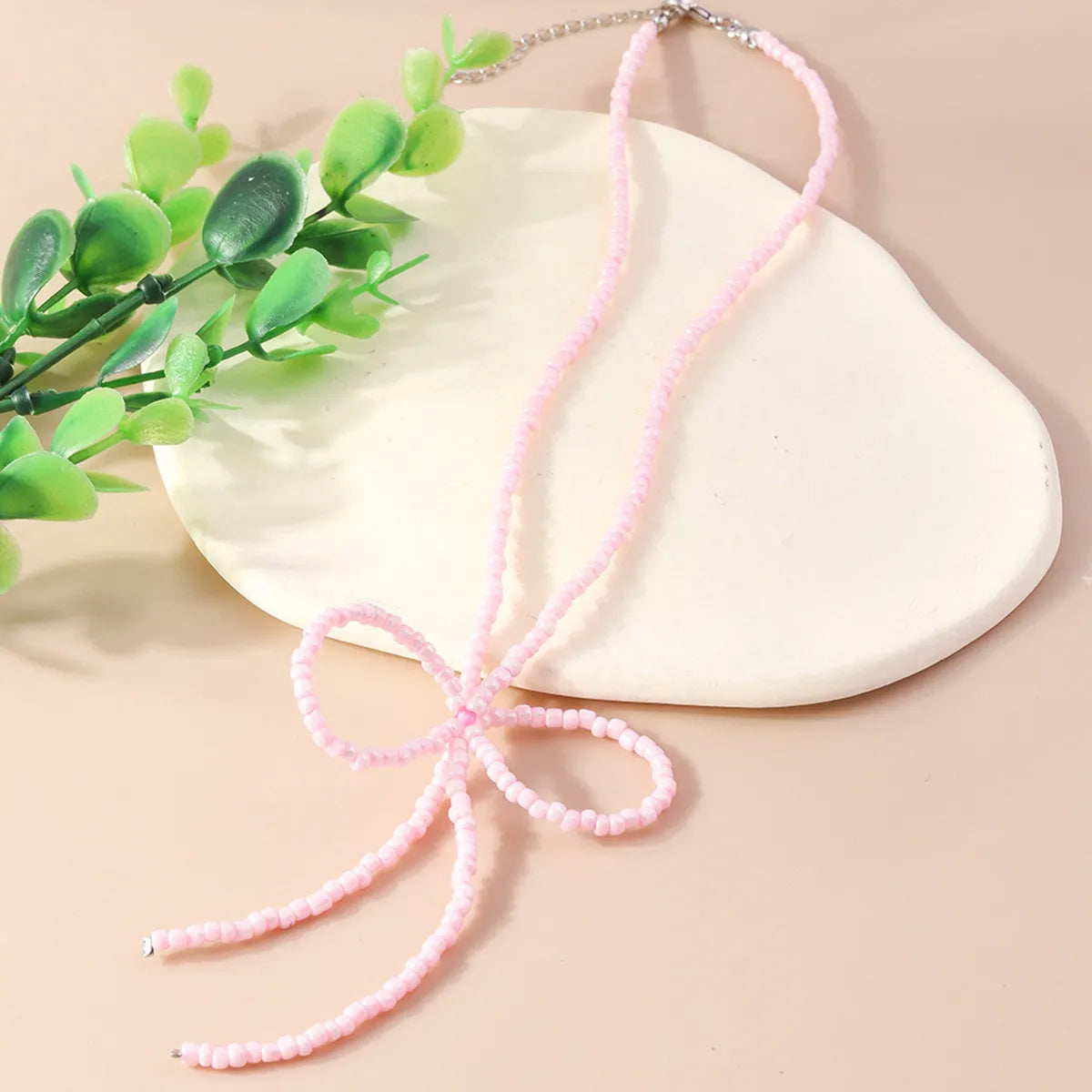 Sweet Simple Style Bow Knot Glass Women's Pendant Necklace