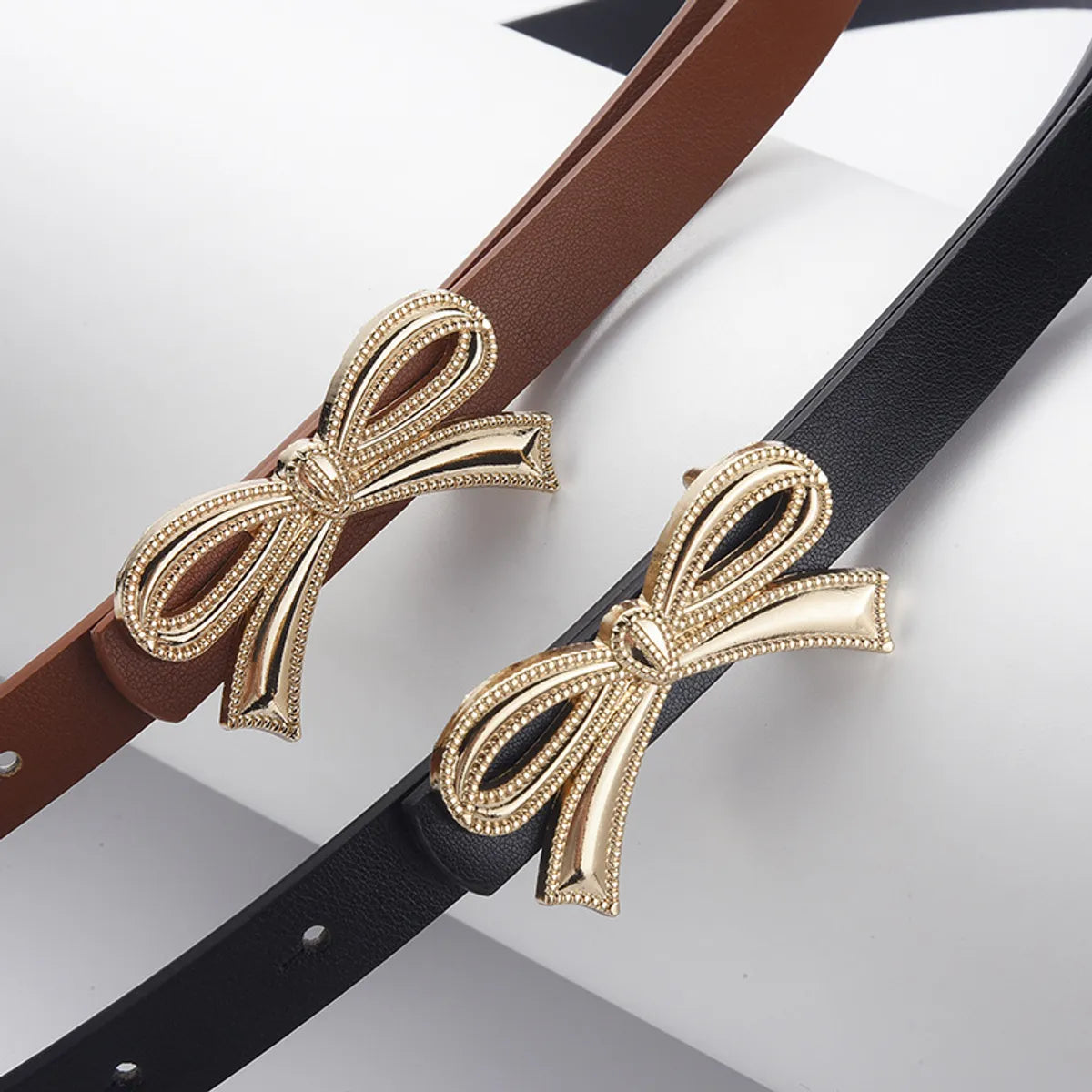 Sweet Simple Style Bow Knot Pu Leather Alloy Women'S Leather Belts