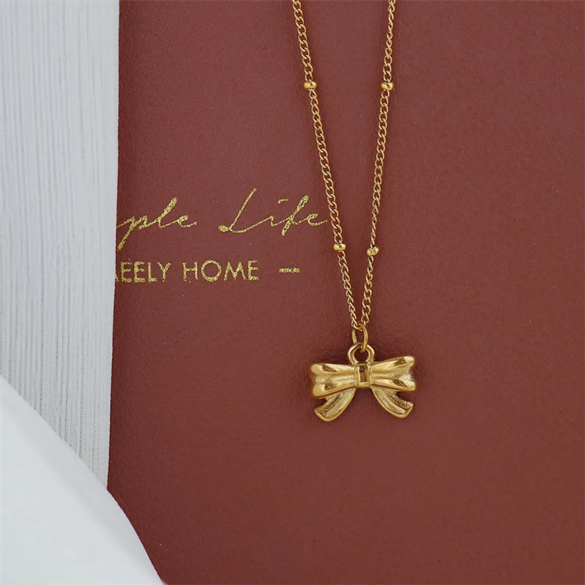 Sweet Simple Style Bow Knot Titanium Steel Plating Pendant Necklace