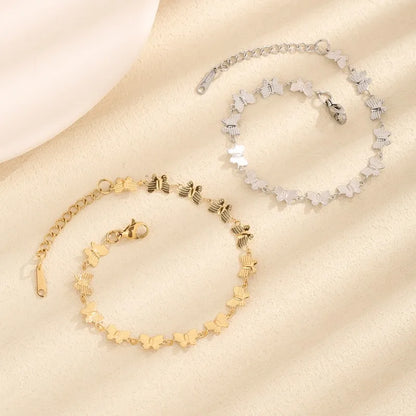 Sweet Simple Style Butterfly 304 Stainless Steel 18K Gold Plated Bracelets In Bulk