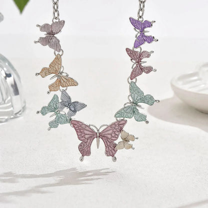 Sweet Simple Style Butterfly Alloy Enamel Women'S Earrings Necklace