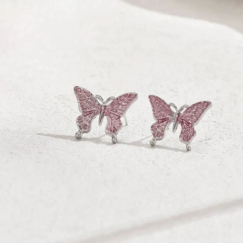 Sweet Simple Style Butterfly Alloy Enamel Women'S Earrings Necklace