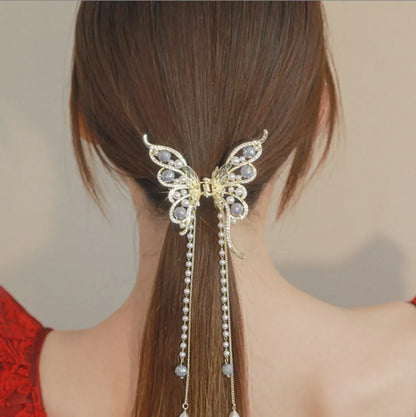 Sweet Simple Style Butterfly Alloy Tassel Plating Inlay Artificial Pearls Rhinestones Hair Claws