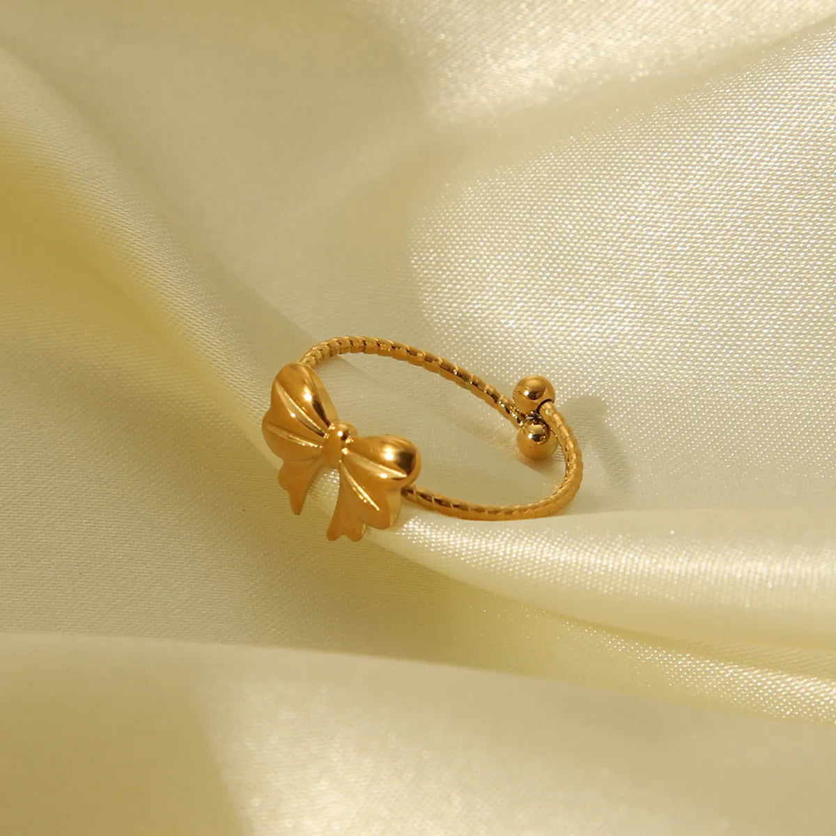 Sweet Simple Style Butterfly Bow Knot 304 Stainless Steel 18K Gold Plated Open Rings In Bulk