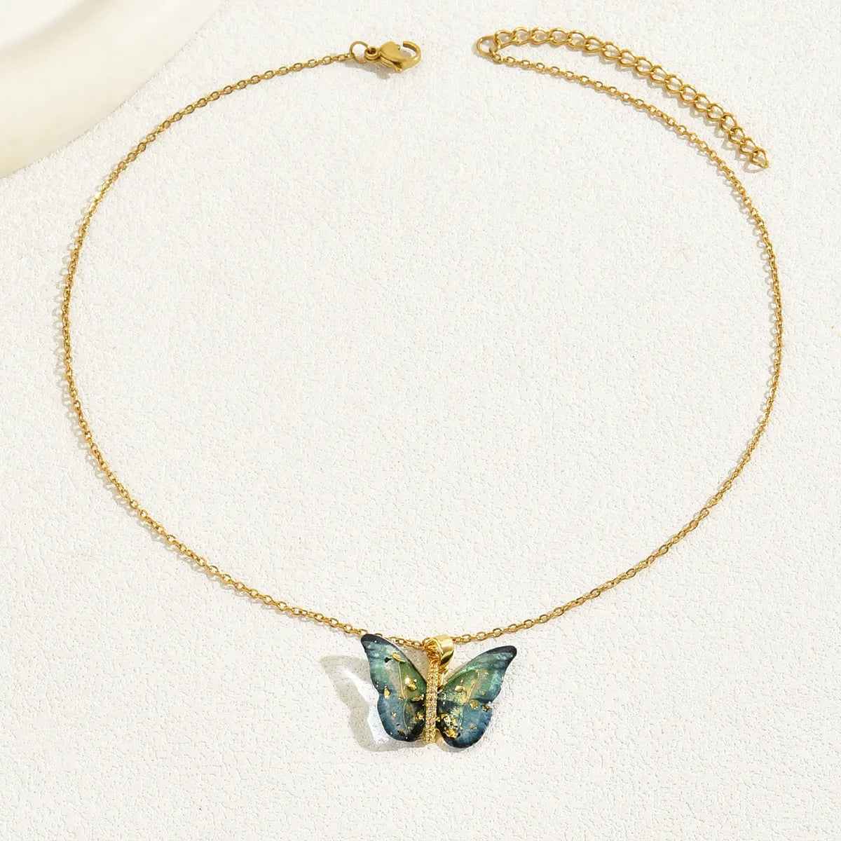 Sweet Simple Style Butterfly Copper 18k Gold Plated Zircon Necklace In Bulk