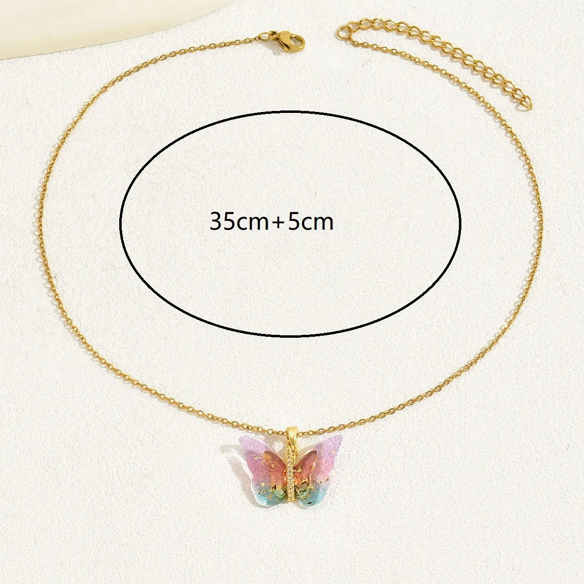 Sweet Simple Style Butterfly Copper 18k Gold Plated Zircon Necklace In Bulk