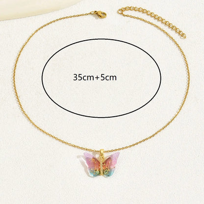 Sweet Simple Style Butterfly Copper 18k Gold Plated Zircon Necklace In Bulk