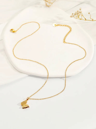 Sweet Simple Style Butterfly Stainless Steel Plating 18k Gold Plated Pendant Necklace