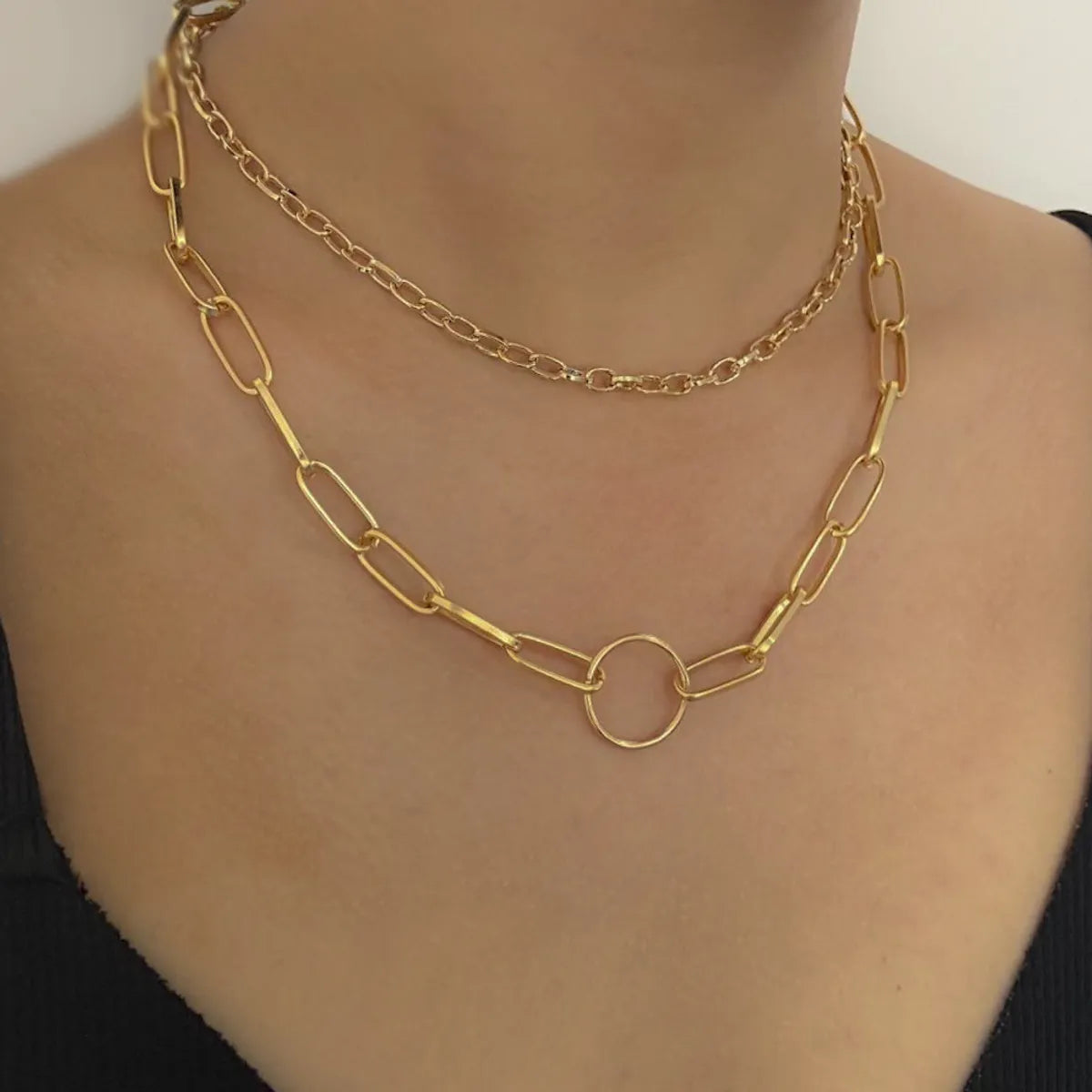 Sweet Simple Style Circle Alloy Layered Plating Women's Layered Necklaces