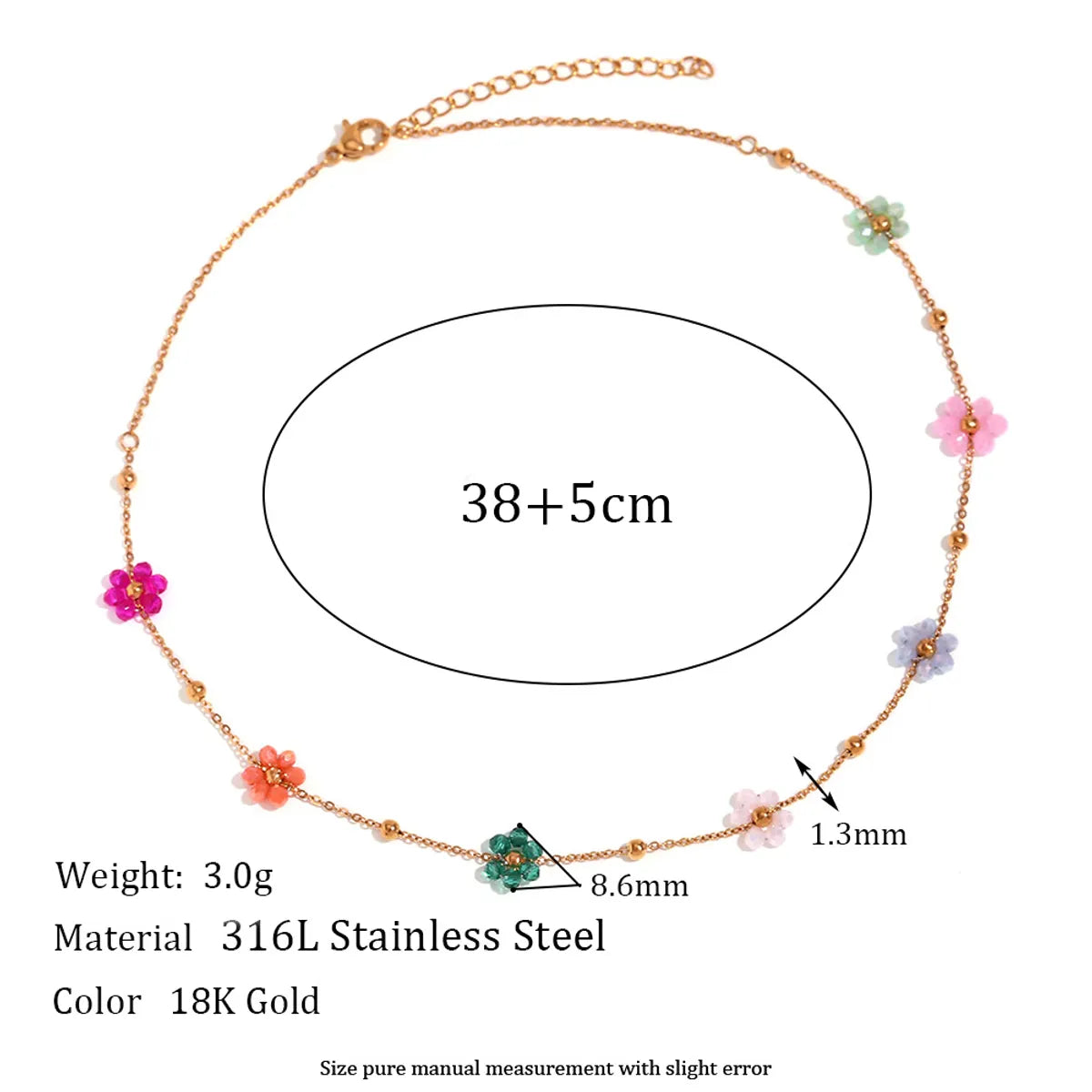 Wholesale Jewelry Sweet Simple Style Classic Style Flower 304 Stainless Steel 18K Gold Plated Beaded Plating Bracelets Necklace