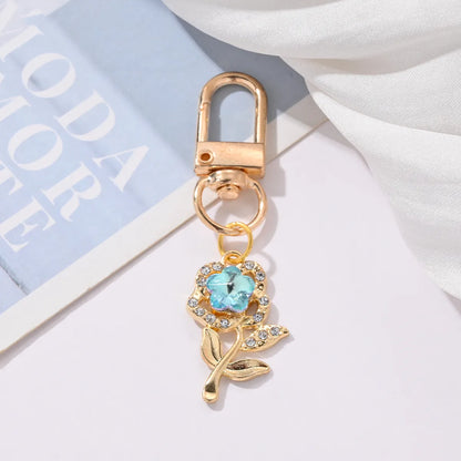 Sweet Simple Style Flower Alloy Inlay Rhinestones Bag Pendant Keychain