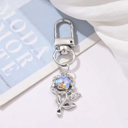 Sweet Simple Style Flower Alloy Inlay Rhinestones Bag Pendant Keychain