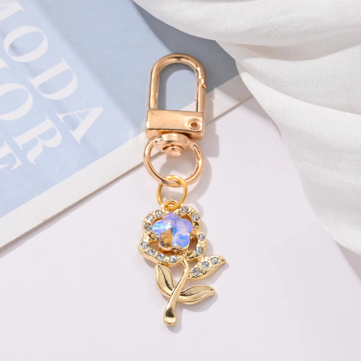 Sweet Simple Style Flower Alloy Inlay Rhinestones Bag Pendant Keychain