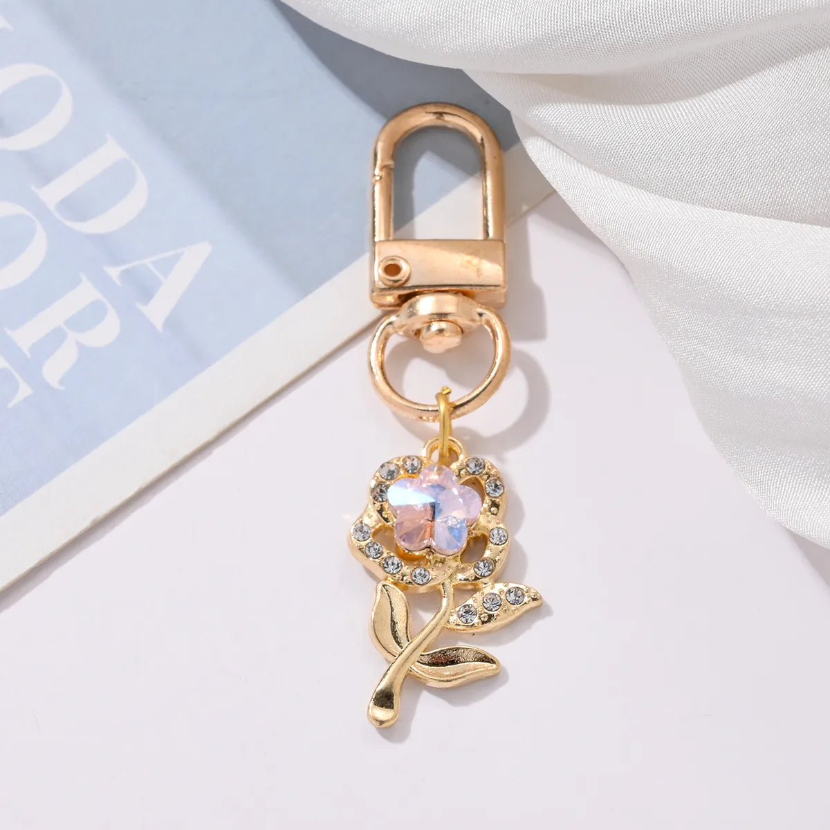 Sweet Simple Style Flower Alloy Inlay Rhinestones Bag Pendant Keychain