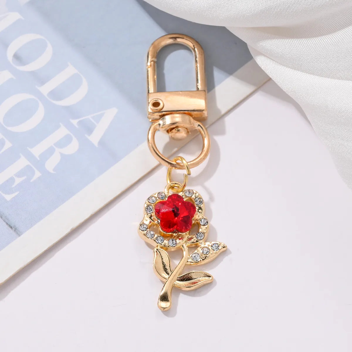 Sweet Simple Style Flower Alloy Inlay Rhinestones Bag Pendant Keychain