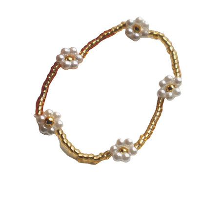 Sweet Simple Style Flower Beaded Imitation Pearl Women'S Bracelets