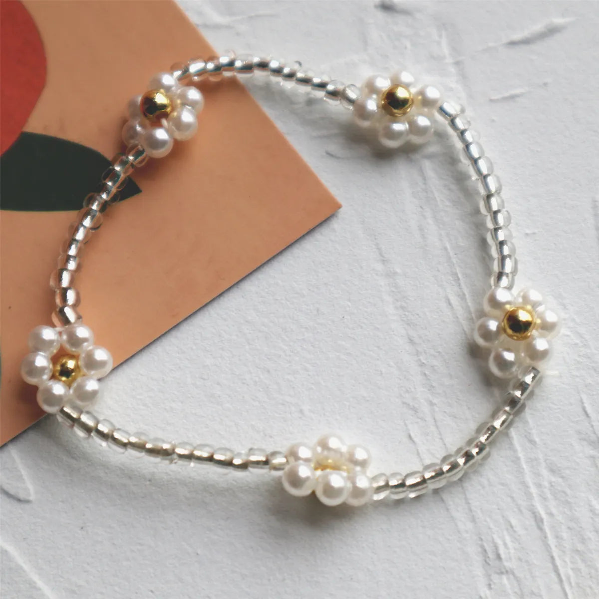 Sweet Simple Style Flower Beaded Imitation Pearl Women'S Bracelets