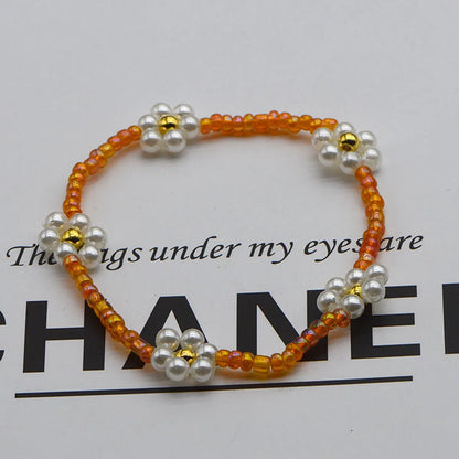 Sweet Simple Style Flower Beaded Imitation Pearl Women'S Bracelets