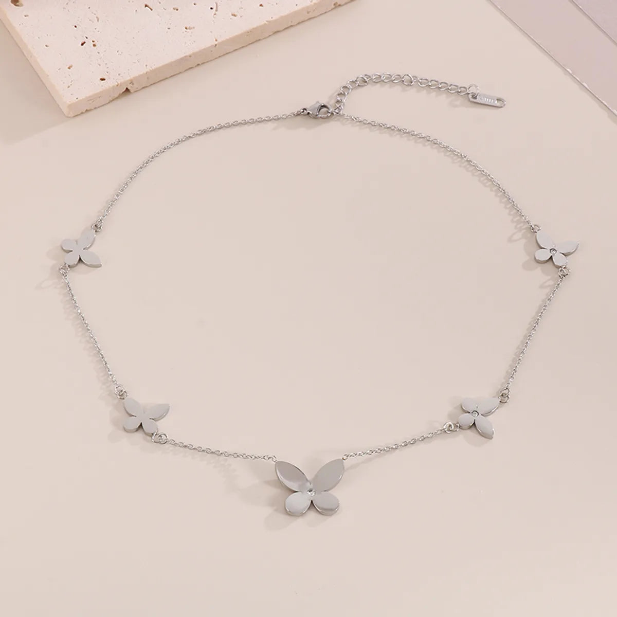 Sweet Simple Style Four Leaf Clover Titanium Steel Plating Inlay Artificial Diamond 18k Gold Plated Bracelets Necklace