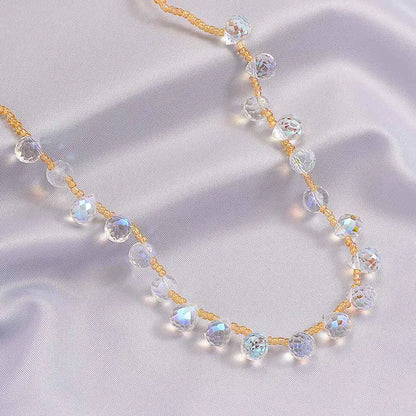 Sweet Simple Style Geometric Artificial Crystal Beaded Women's Necklace