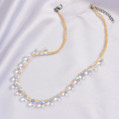 Sweet Simple Style Geometric Artificial Crystal Beaded Women's Necklace