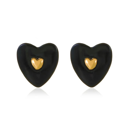 1 Pair Sweet Simple Style Heart Shape Enamel Plating Alloy Ear Studs