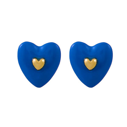 1 Pair Sweet Simple Style Heart Shape Enamel Plating Alloy Ear Studs