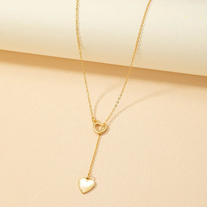 Sweet Simple Style Heart Shape Alloy Plating Gold Plated Women's Pendant Necklace