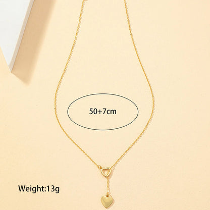 Sweet Simple Style Heart Shape Alloy Plating Gold Plated Women's Pendant Necklace