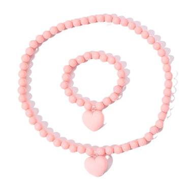 Sweet Simple Style Heart Shape Arylic Resin Beaded Girl'S Necklace