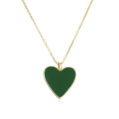 Sweet Simple Style Heart Shape Copper Enamel Plating 18k Gold Plated Pendant Necklace