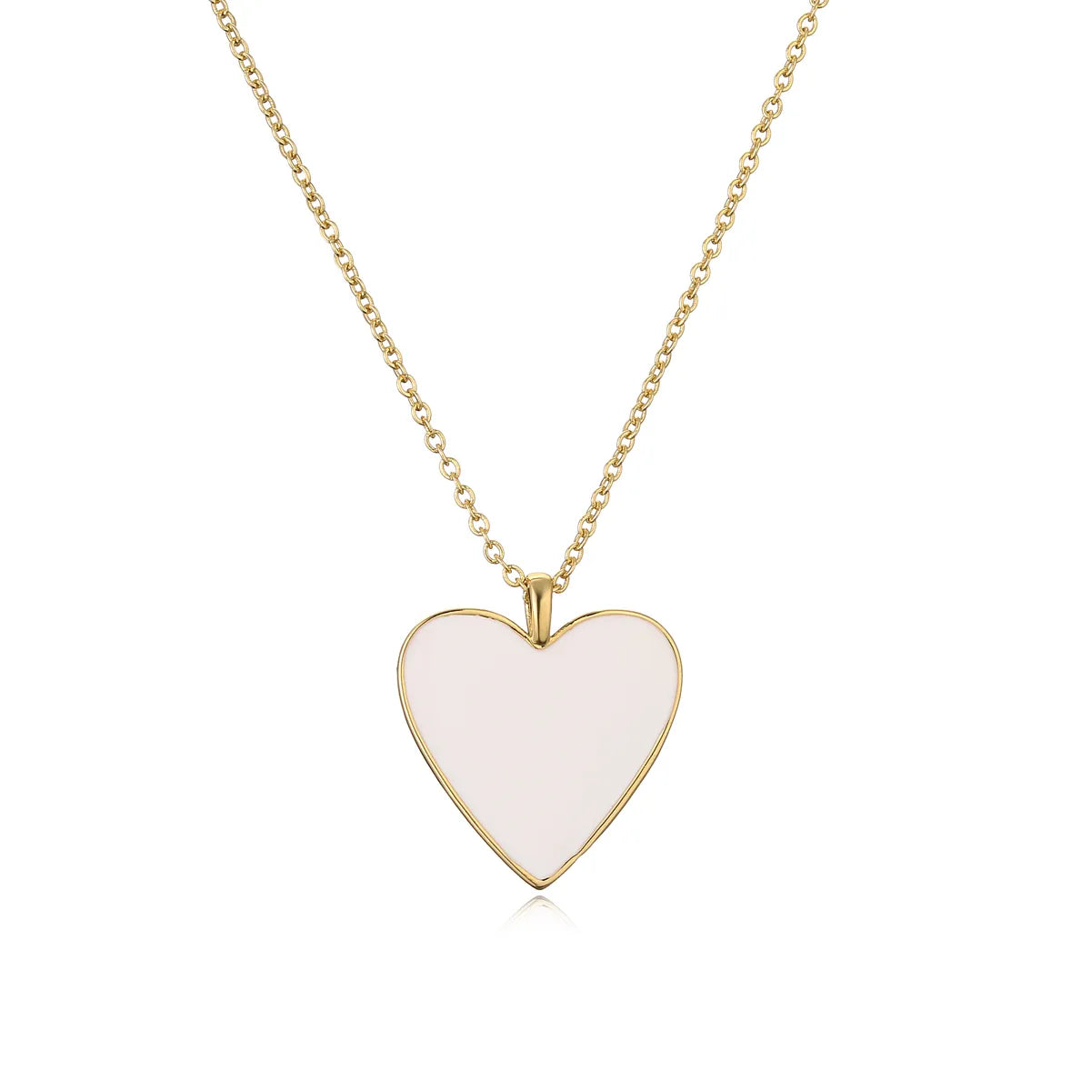 Sweet Simple Style Heart Shape Copper Enamel Plating 18k Gold Plated Pendant Necklace