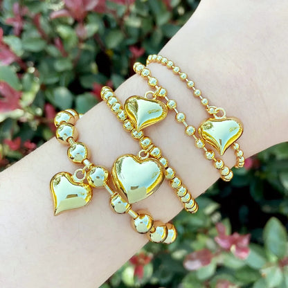 Sweet Simple Style Heart Shape Copper Plating 18k Gold Plated Bracelets