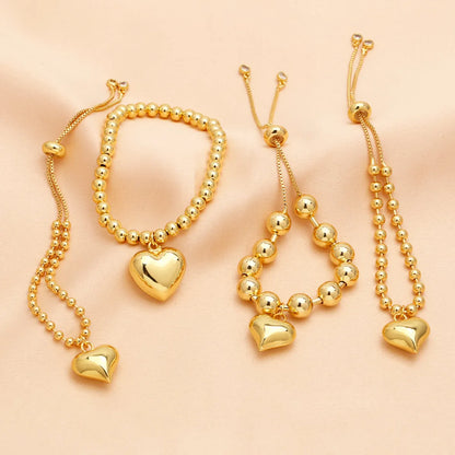 Sweet Simple Style Heart Shape Copper Plating 18k Gold Plated Bracelets