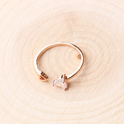 Sweet Simple Style Heart Shape Copper Plating Inlay Zircon Rose Gold Plated White Gold Plated Open Rings Rings