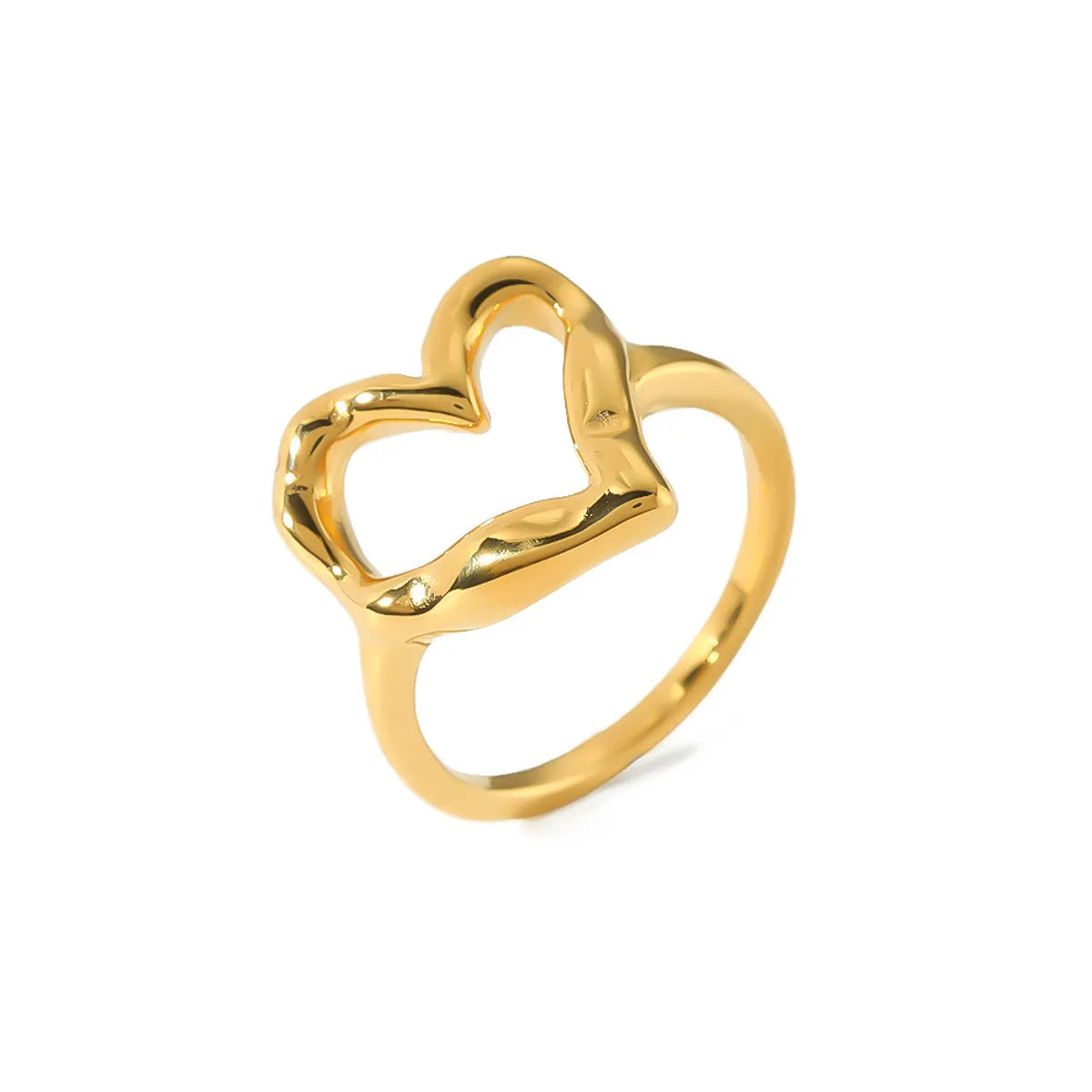 Sweet Simple Style Heart Shape Stainless Steel 18k Gold Plated Rings In Bulk