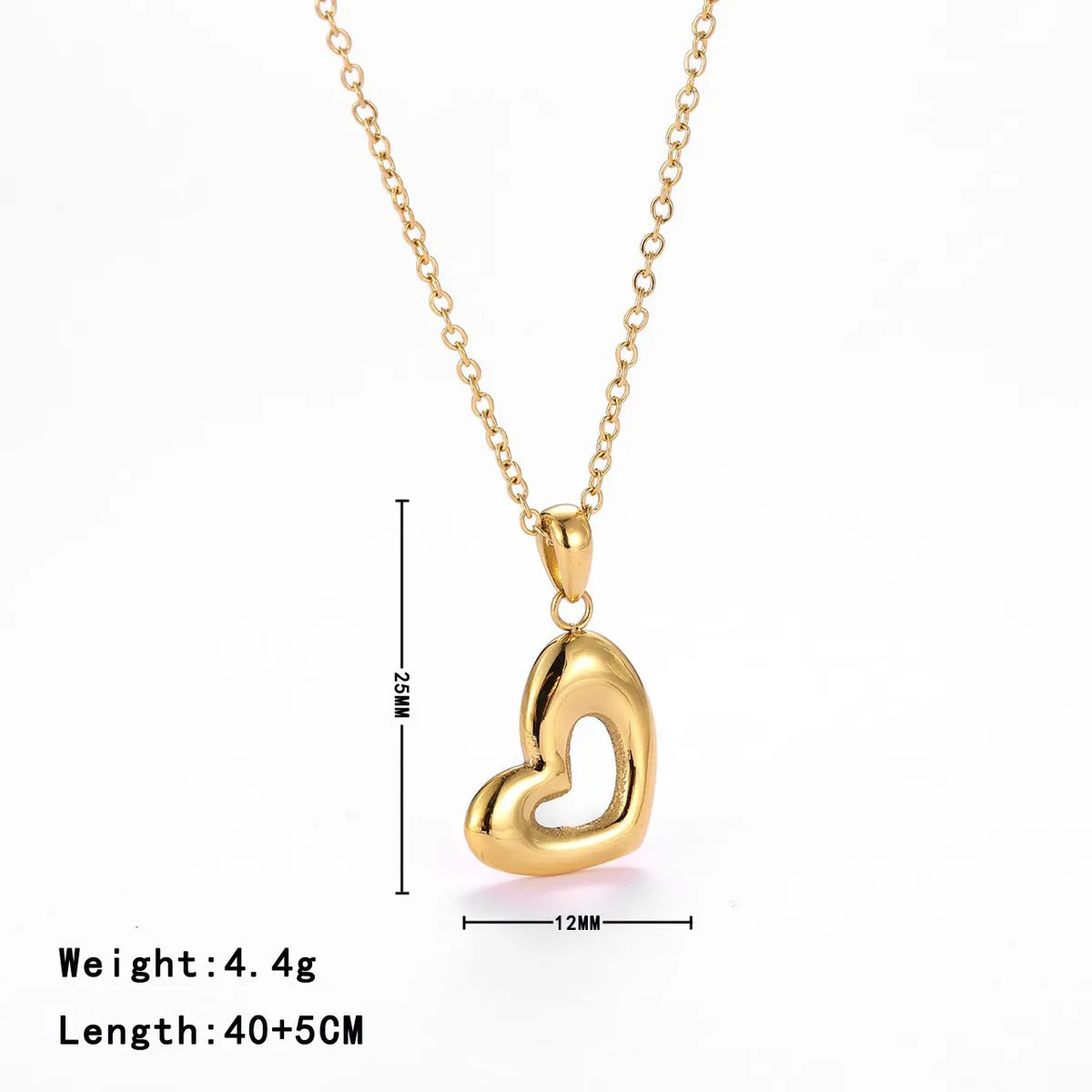 Sweet Simple Style Heart Shape Stainless Steel Plating White Gold Plated Gold Plated Pendant Necklace