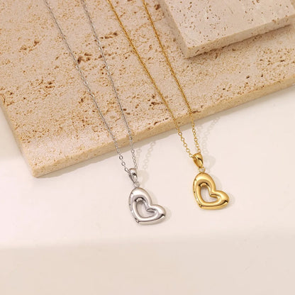 Sweet Simple Style Heart Shape Stainless Steel Plating White Gold Plated Gold Plated Pendant Necklace