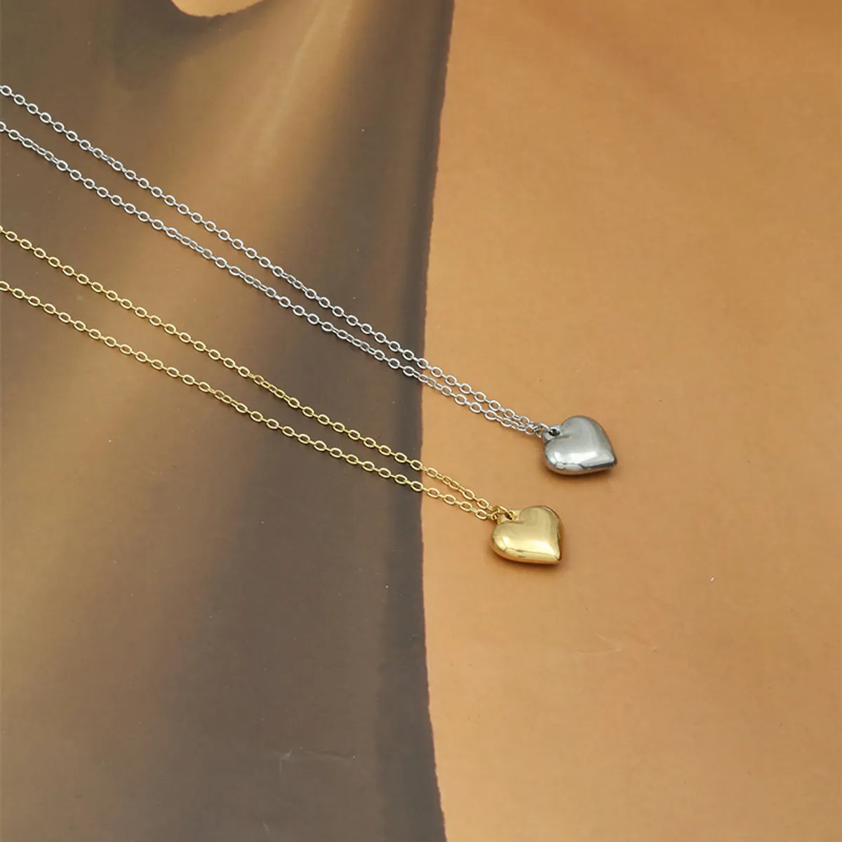 Sweet Simple Style Heart Shape Stainless Steel Polishing Plating 18k Gold Plated Necklace