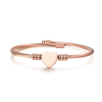 Sweet Simple Style Heart Shape Stainless Steel Polishing Plating Bangle