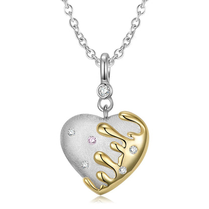 Sweet Simple Style Heart Shape Sterling Silver Inlay Zircon Pendant Necklace