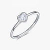 Sweet Simple Style Heart Shape Sterling Silver Plating Inlay Zircon Rhodium Plated Rings