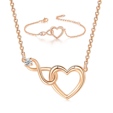 Sweet Simple Style Infinity Heart Shape Copper Inlay Zircon Bracelets Necklace